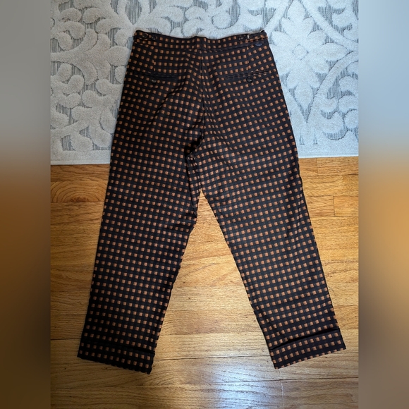 🪞 Alysi  plaid Black/orange Trouser Size 2 made in Italy retail $300 - Picture 11 of 12